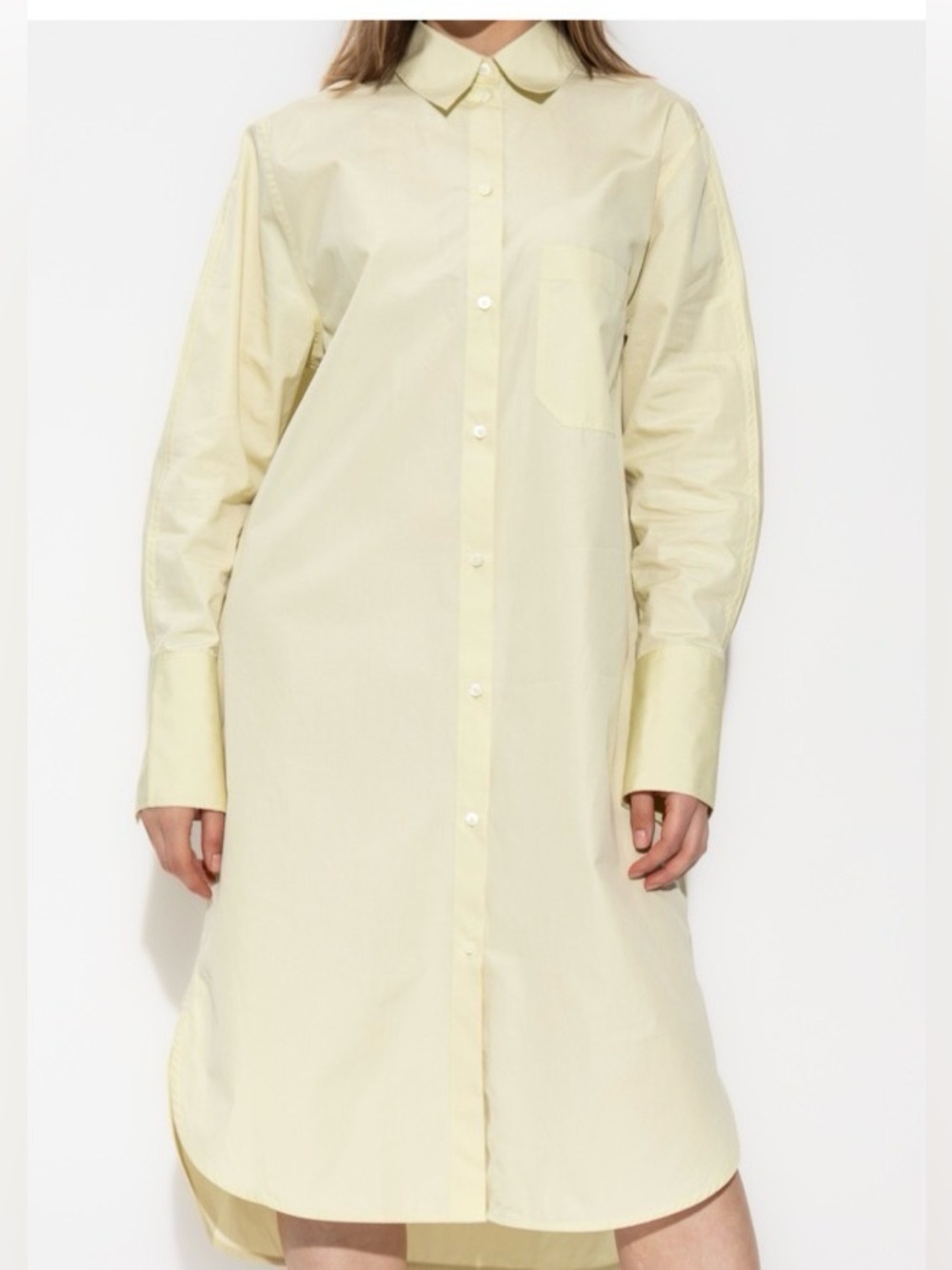 TOTEME Kimono Sleeve Cotton Poplin Shirtdress Open Yellow Size EU 36 US 4 NWT